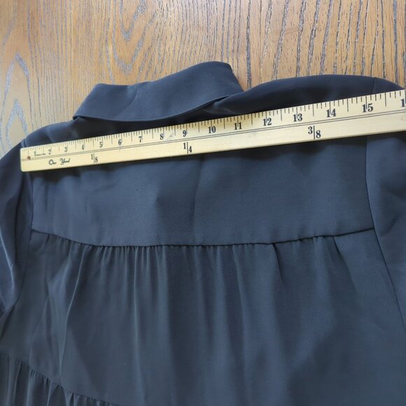 J. Jill Wearever Collection Black Shirt Dress M Button Front Ruffle Tiered Back - Picture 13 of 16
